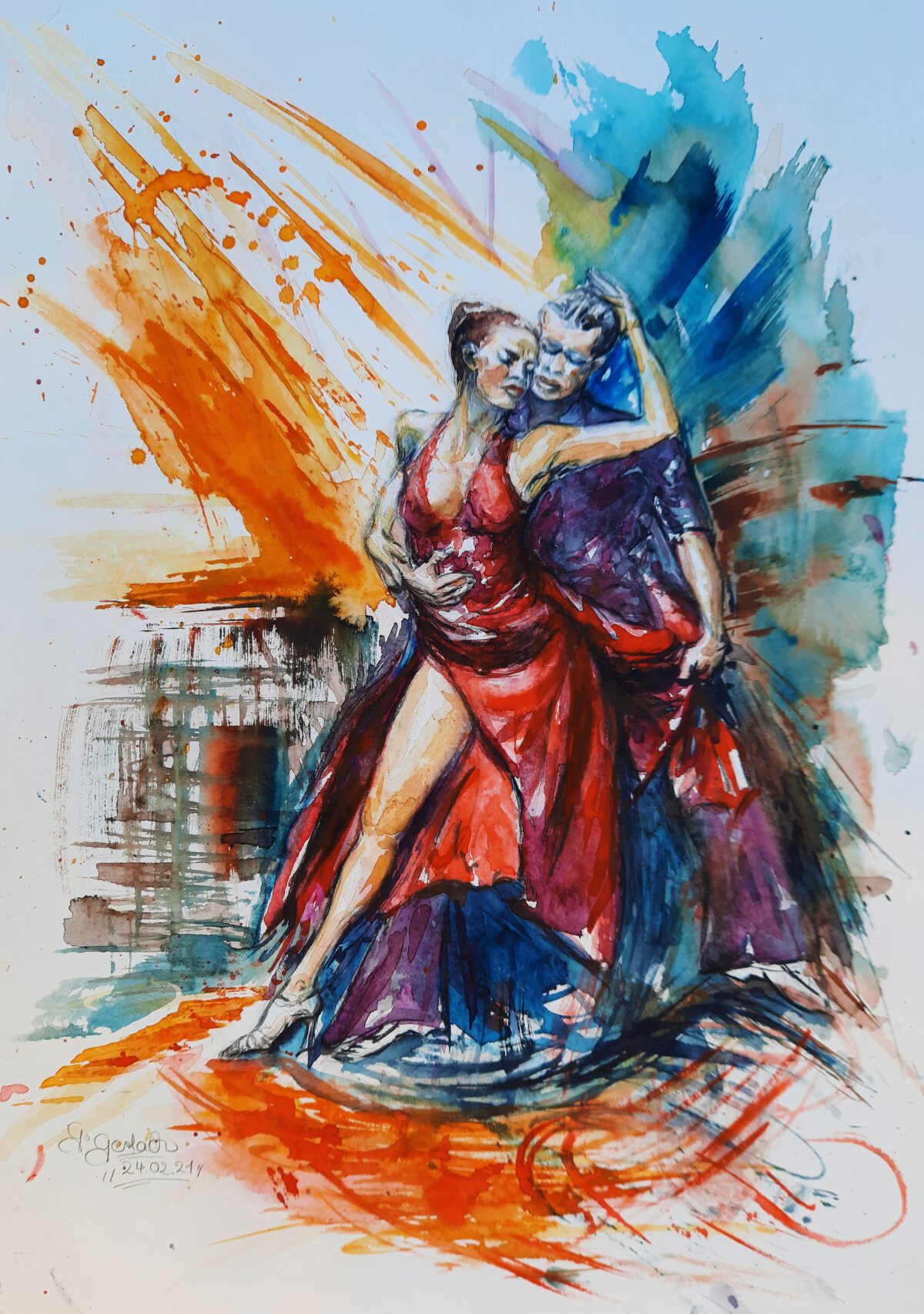 Kunstwerk mit zwei tanzenden Menschen © Gerti Gerlach
