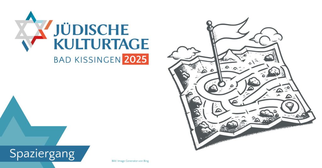 Illustration einer Landkarte mit einer Zielfahne und Wegen