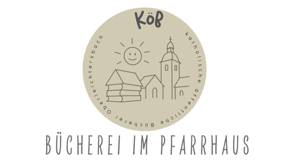 Logo rund mit Sonne, Kirchturm und Büchern